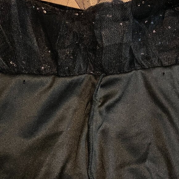 B Darlin Sequin High Neck Halter Open Back Ruffle Hem Mini Dress Black - Picture 15 of 15